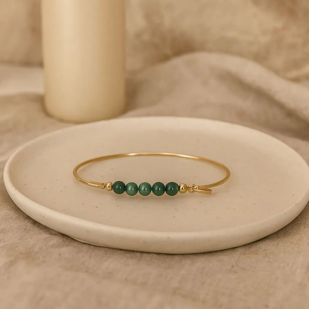 HEIRING GRØN AGAT TOP TIL ARMRING I FORGYLDT SØLV - 53-4-12FG