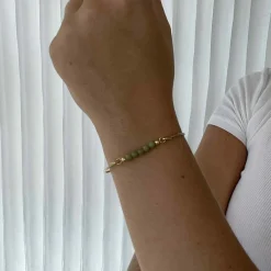 HEIRING GRØN ALASHAN AGAT TOP TIL MULTI ARMRING I FORGYLDT SØLV - 53-4-89FG