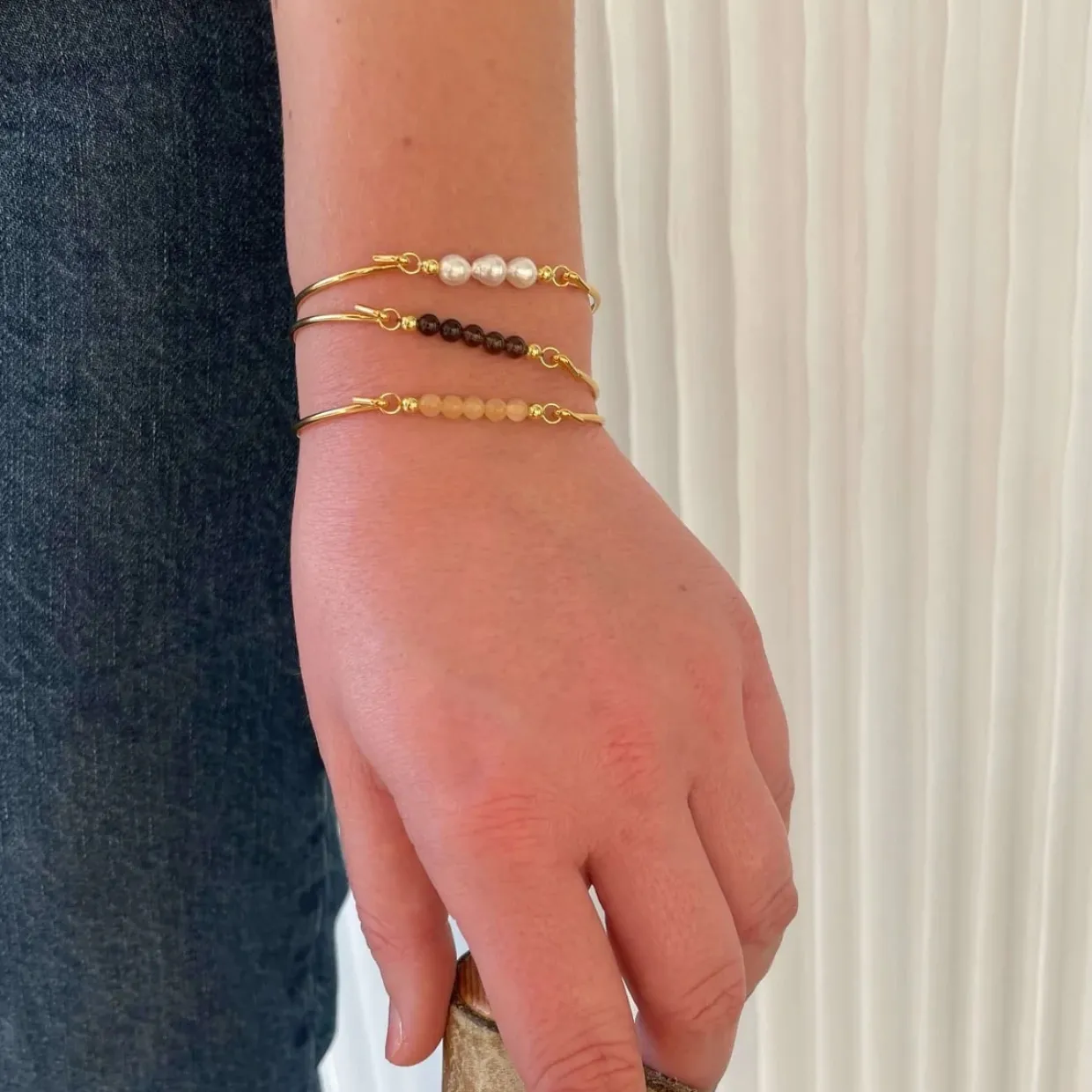 HEIRING GUL JADE TOP TIL MULTI ARMRING I FORGYLDT SØLV - 53-4-81FG