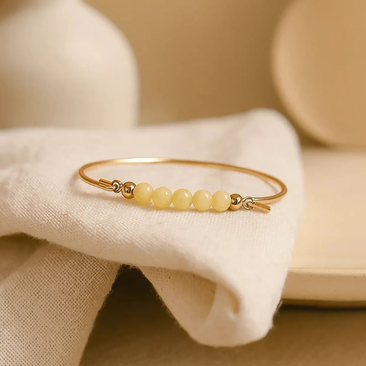 HEIRING GUL JADE TOP TIL MULTI ARMRING I FORGYLDT SØLV - 53-4-81FG