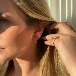 HEIRING HORIZON ØRESTIK I FORGYLDT SØLV MED BLÅ OPAL - 53-6-36FG-6