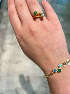 HEIRING HORIZON RING BLÅ MIX SØLV FORGYLDT - 53-6-30FG-1