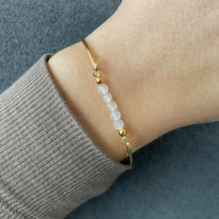 HEIRING HVID MÅNESTEN TOP TIL MULTI ARMBÅND I FORGYLDT SØLV - 53-4-26FG