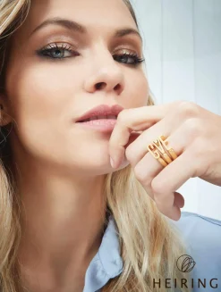 HEIRING INITIALS I RING SØLV FORGYLDT - 52-4-09FG