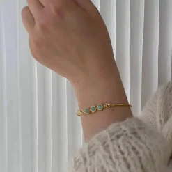 HEIRING KOULÉ TOP MED AKVAMARIN TIL MULTI ARMRING I FORGYLDT SØLV - 53-4-38FG-3