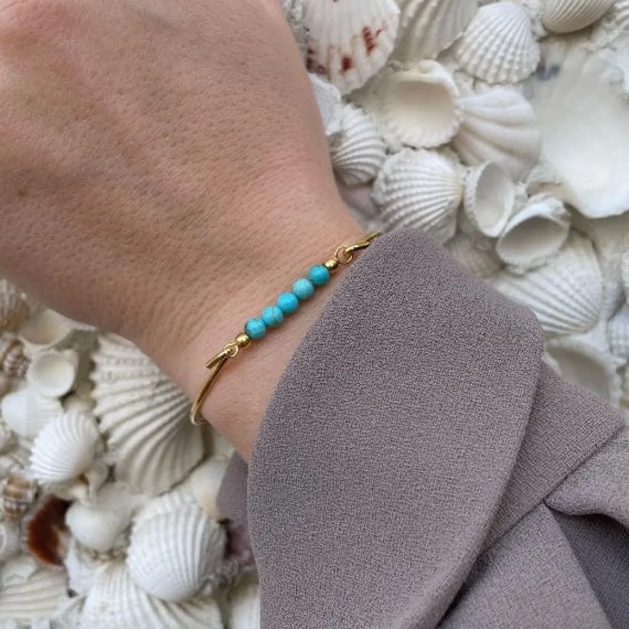 HEIRING MULTI BANGLE SØLV FORGYLDT ARMBÅND TURKIS - 53-4-01FG