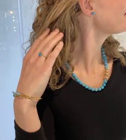 HEIRING MULTI BANGLE SØLV FORGYLDT ARMBÅND TURKIS - 53-4-01FG