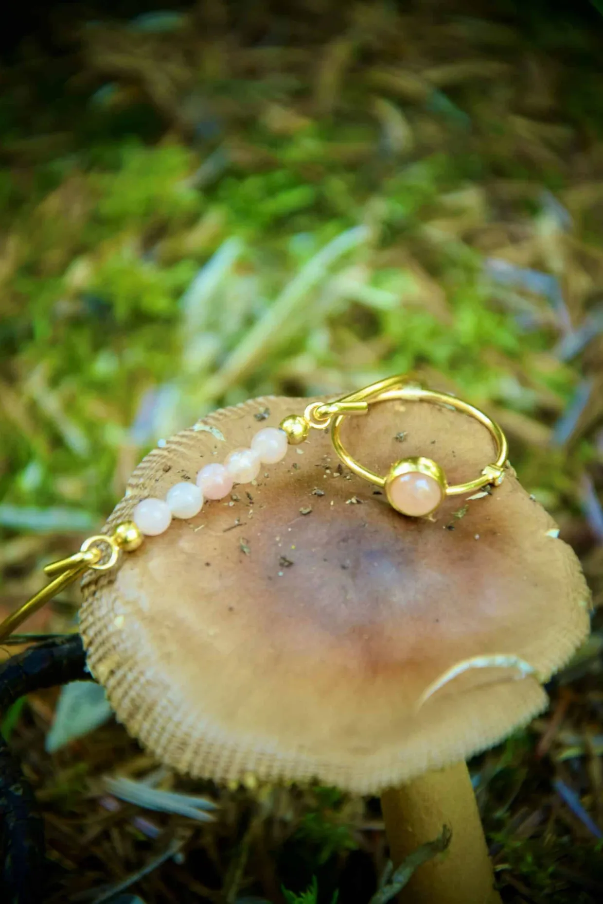 HEIRING MULTI SØLV FORGYLDT BANGLE ARMBÅND PEACH MOONSTONE - 53-4-04FG