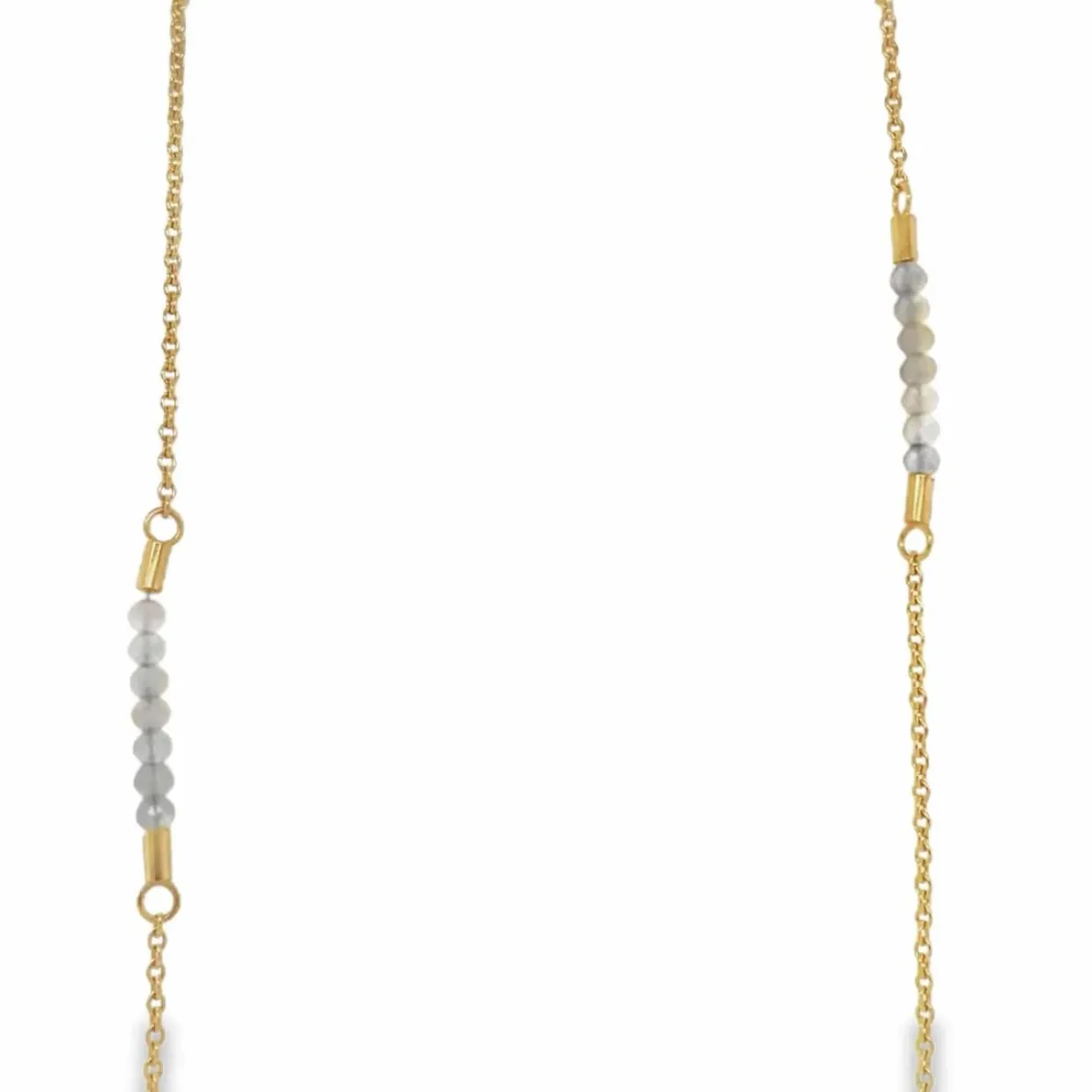 HEIRING RAW COLLIER I FORGYLDT SØLV MED HVIDE MÅNESTEN 80 CM - 52-1-44FG