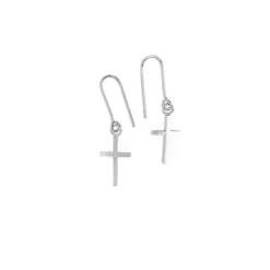 HEIRING ØREHÆNGER I SØLV RHODINERET MED KORS - 52-1-91RH