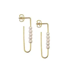 HEIRING ØRERINGE MED 5 PERLER I FORGYLDT SØLV - 29-9-74FG