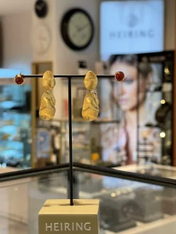 HEIRING ØRERINGE SØLV FORGYLDT MEXICAN AGAT - 53-5-64FG