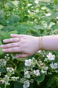 HEIRING RING SØLV FORGYLDT PEACH MÅNESTEN OG 0,02 CARAT DIAMANT - 53-5-52FG