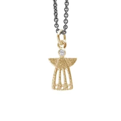 HEIRING SKYTSENGEL VEDHÆNG MED ØSKEN ÅBEN SØLV FORGYLDT - 51-5-71FG