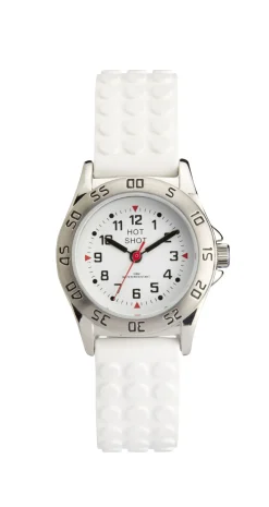 HOT SHOT BØRNE UR STÅL MED HVID GUMMIREM OG 100 METER VANDTÆT