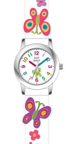 HOT SHOT BØRNEUR MED SOMMERFUGL HVID - C4084ACX-I