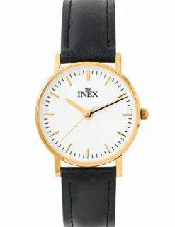 INEX DAME UR GULD DOUBLE MED SORT LÆDERREM - A56534D0I