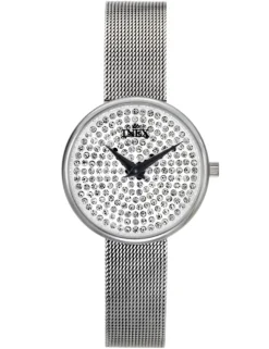 INEX DAME UR STÅL MED STEN FYLDT PÅ SKIVEN