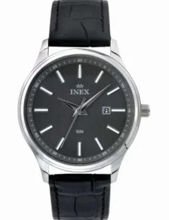 INEX HERRE STÅL DATO SORT REM - A76202S5I