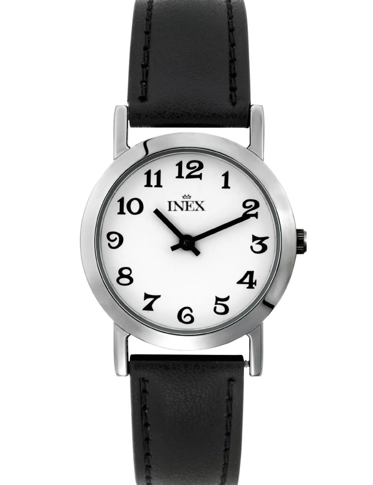 INEX UR UNISEX STÅL SORT LÆDERREM MED TAL - A12006S0A