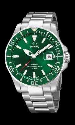JAGUAR HERRE UR DIVER 200 METER VANDTÆT MED GRØN SKIVE - J860/B