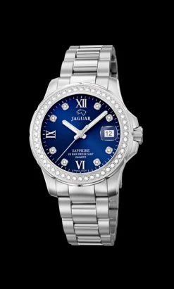 JAGUAR UR DAME STÅL LÆNKE MED BLÅ SKIVE - J892/3