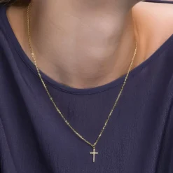 JOANLI NOR ALAINENOR HALSKÆDE MED KORS SØLV FORGYLDT - 20450195900