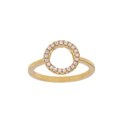 JOANLI NOR ANNANOR RING SØLV FORGYLDT 10 MM CIRKEL MED ZIRKONIA - 104503459