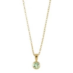JOANLI NOR HILDANOR HALSKÆDE SØLV FORGYLDT MED LYSEGRØN ZIRKON - 245 178-3