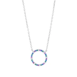 JOANLI NOR SØLV HALSKÆDE FILUCANOR MED FARVEDE ZIRKONIA 14 MM - 20451490900