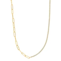 JOANLINOR KLEONOR SØLV FORGYLDT HALSKÆDE MED LINK OG ZIRKONER - 20451965900