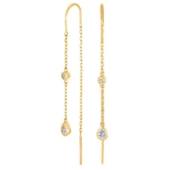 JOANLINOR LINENOR SØLV FORGYLDTE ØRERINGE MED ZIRKONER PÅ KÆDE - 30453755900