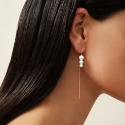 JULIE SANDLAU 1 STK. ØREHÆNGER I 14 KARAT GULD MED PERLER - YG14-HKS696