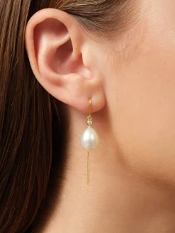 JULIE SANDLAU AFRODITE CHAIN ØRERINGE MED HVID PERLE - HKS812GDWHPLCZ