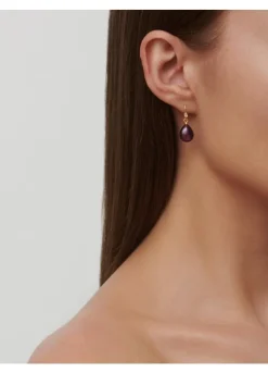 JULIE SANDLAU BALLERINA ØRERINGE FORGYLDT SØLV MED LILLA KRYSTAL - HKS548GDATCRCZ