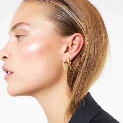 JULIE SANDLAU CLASSIC MEDIUM HOOPS ØRERINGE I FORGYLDT SØLV - HPS103GD