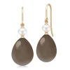 JULIE SANDLAU ELINA ØRERINGE I 14 KARAT GULD MED CHOCOLATE MOONSTONE - YG14-HKS829WHPLCHMN
