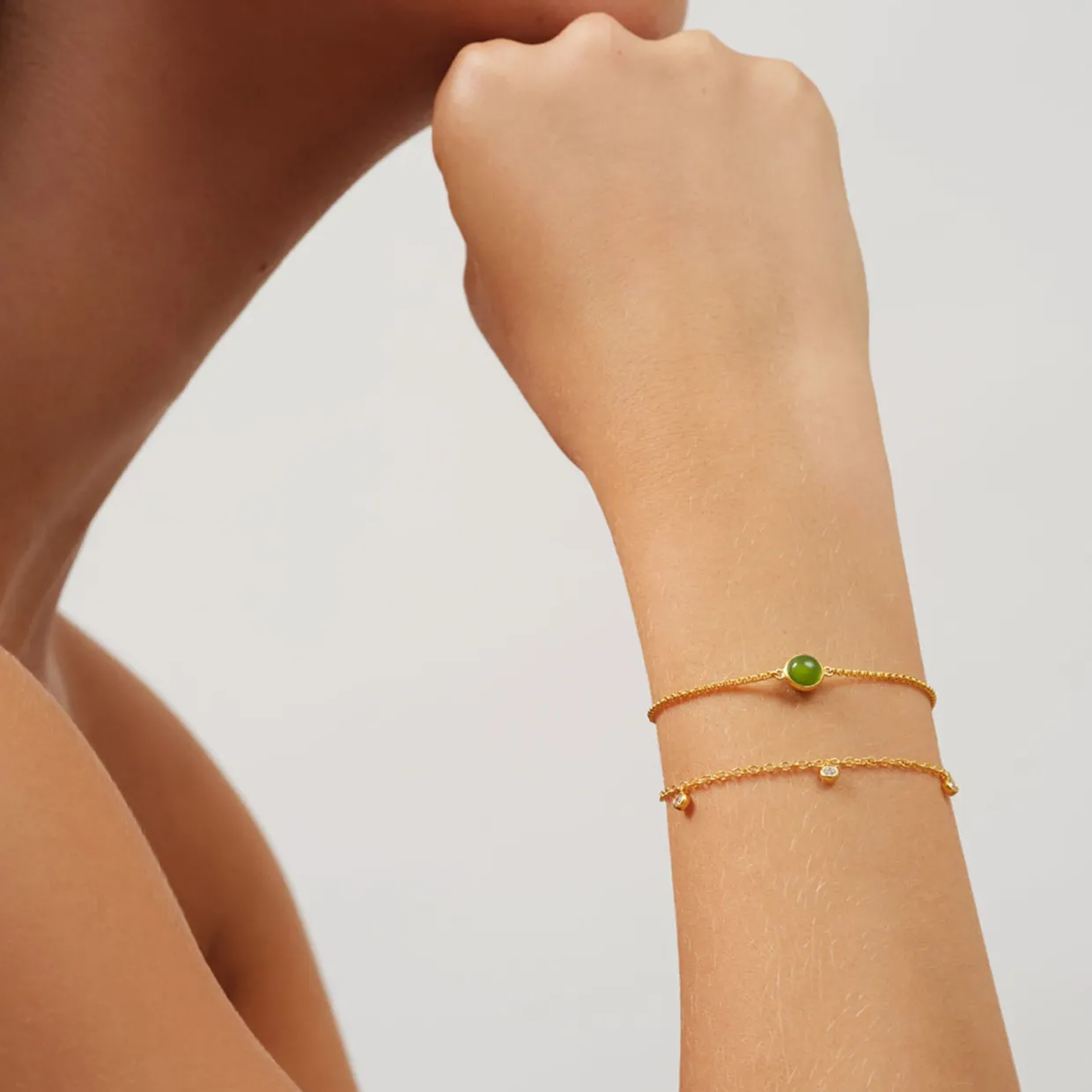 JULIE SANDLAU GRACE ARMBÅND FORGYLDT SØLV MED STEN - BR336GD