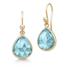 JULIE SANDLAU LEA ØRERINGE FORGYLDT SØLV MED AQUA BLUE KRYSTAL - HKS749GDAQBLUCRCZ