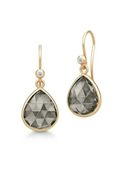 JULIE SANDLAU LEA ØRERINGE FORGYLDT SØLV MED SMOKEY KRYSTAL - HKS749GDSMCRCZ