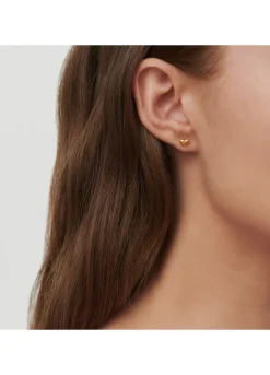 JULIE SANDLAU LOVE ØRERINGE HJERTE FORGYLDT SØLV - ST238GD