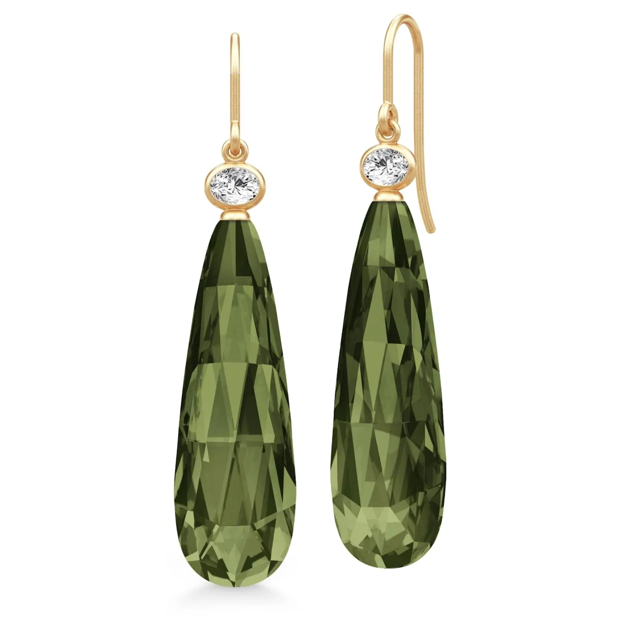 JULIE SANDLAU OFELIA ØREHÆNGER I FORGYLDT SØLV MED OLIVIEN KRYSTAL - HKS809GDOLCRCZ