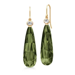 JULIE SANDLAU OFELIA ØREHÆNGER I FORGYLDT SØLV MED OLIVIEN KRYSTAL - HKS809GDOLCRCZ