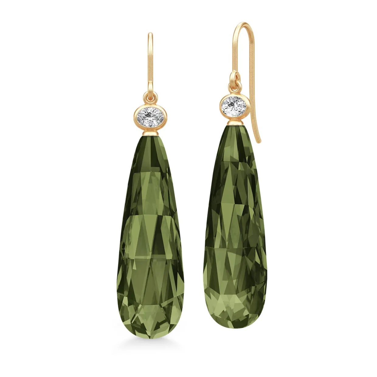 JULIE SANDLAU OFELIA ØREHÆNGER I FORGYLDT SØLV MED OLIVIEN KRYSTAL - HKS809GDOLCRCZ