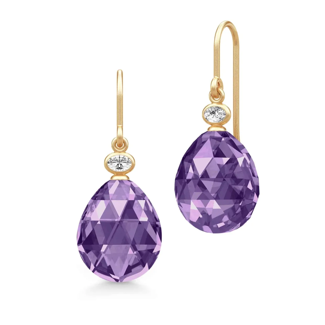 JULIE SANDLAU OFELIA ØRERINGE I FORGYLDT SØLV MED AMETHYST KRYSTAL - HKS780GDATCRCZ