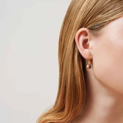 JULIE SANDLAU OFELIA ØRERINGE FORGYLDT SØLV MED PEACH MORGANIT - HKS780GDPEAMOCRCZ