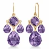 JULIE SANDLAU OLIVIA CHANDELIER ØRERINGE FORGYLDT SØLV MED AMETYST KRYSTAL - HKS777GDATCR
