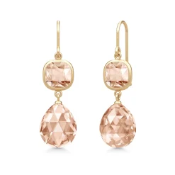 JULIE SANDLAU OLIVIA ØREHÆNGER I FORGYLDT SØLV MED PEACH MORGANITE KRYSTAL - HKS728GDPEAMOCR