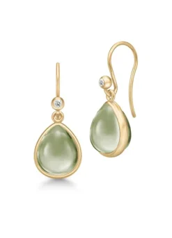 JULIE SANDLAU PALOMA ØRERINGE FORGYLDT SØLV MED GRØN KRYSTAL - HKS631GDOLCRCZ