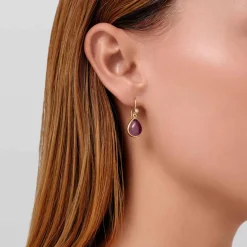 JULIE SANDLAU PALOMA ØRERINGE FORGYLDT SØLV MED AMETYST KRYSTAL – HKS631GDATCRCZ